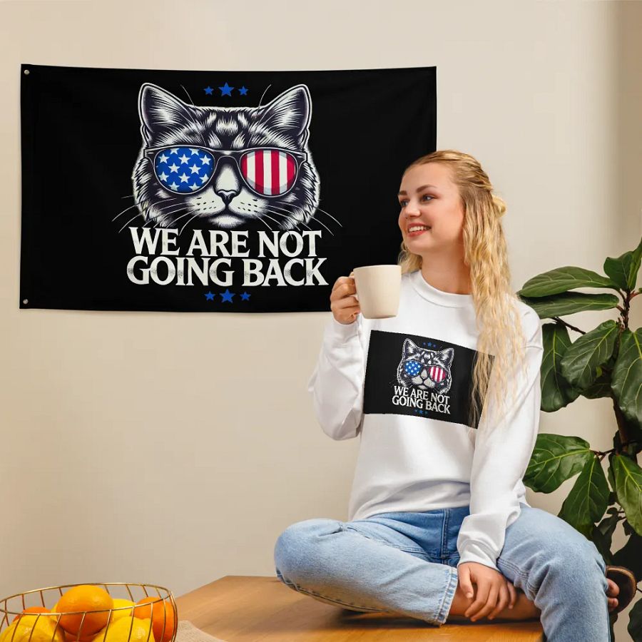 US Election Day 2024 We Are Not Going Back Cat America Flag product image (5)