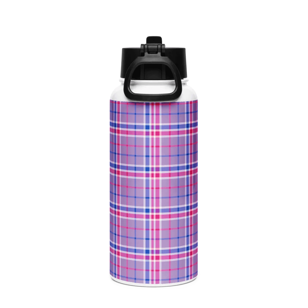 Lavender, Magenta, and Blue Plaid Water Bottle product image (3)