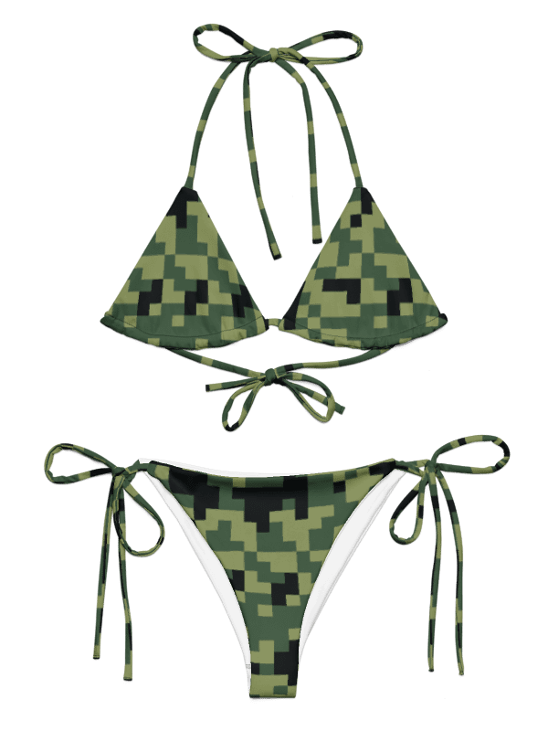 Military Green Camouflage Pixels Camo Pattern String Bikini Set product image (4)
