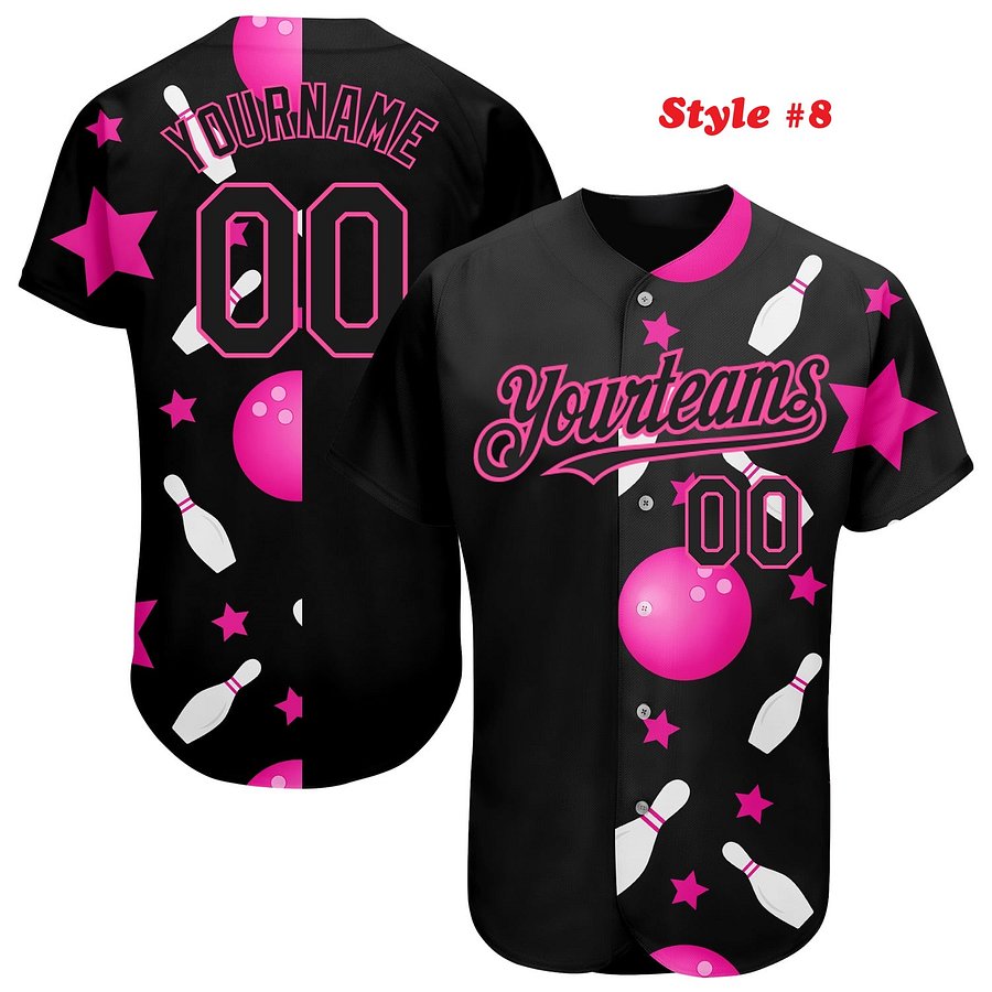 Authentic Baseball Jersey, Custom Baseball Jersey, Personalized Sport Jersey, Colorful, Number, Bowling product image (232)