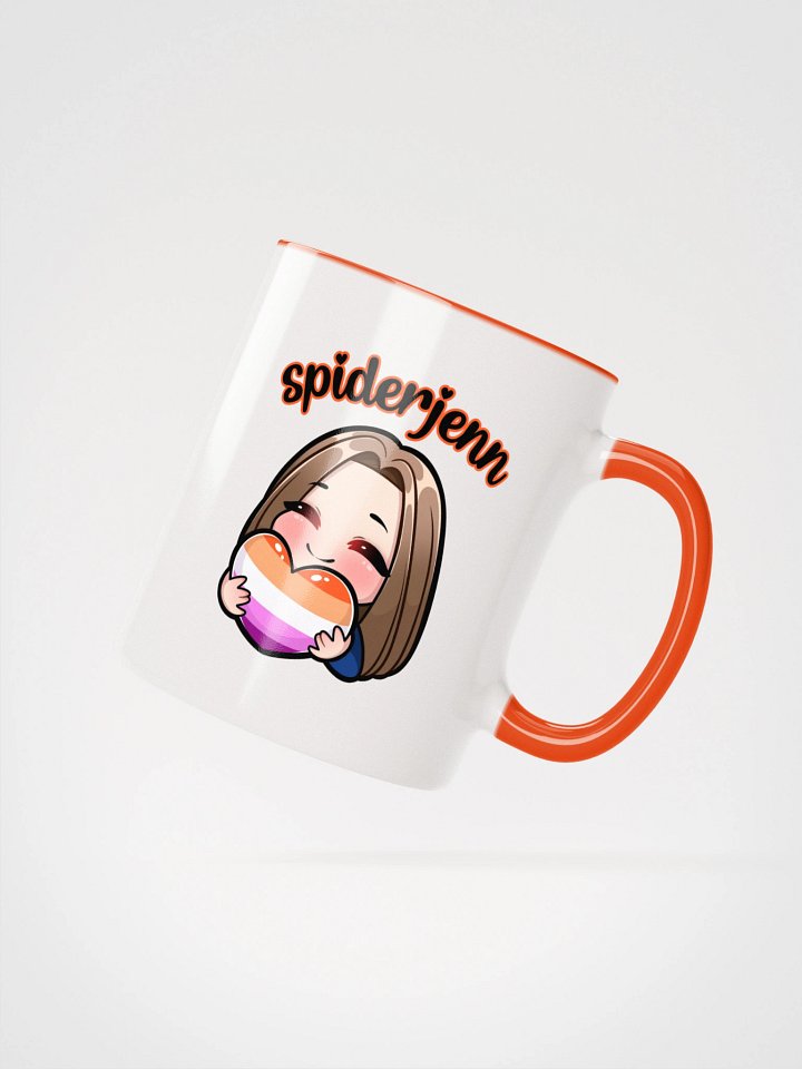 SpiderJenn Lesbian Heart Mug (Orange) product image (2)