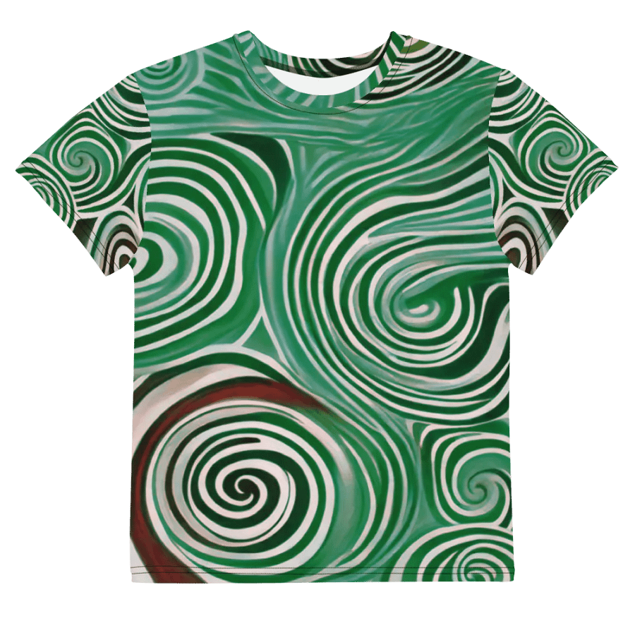 Funky Cool Green Liquid Tie-Dye Youth Crew Neck Tee product image (9)