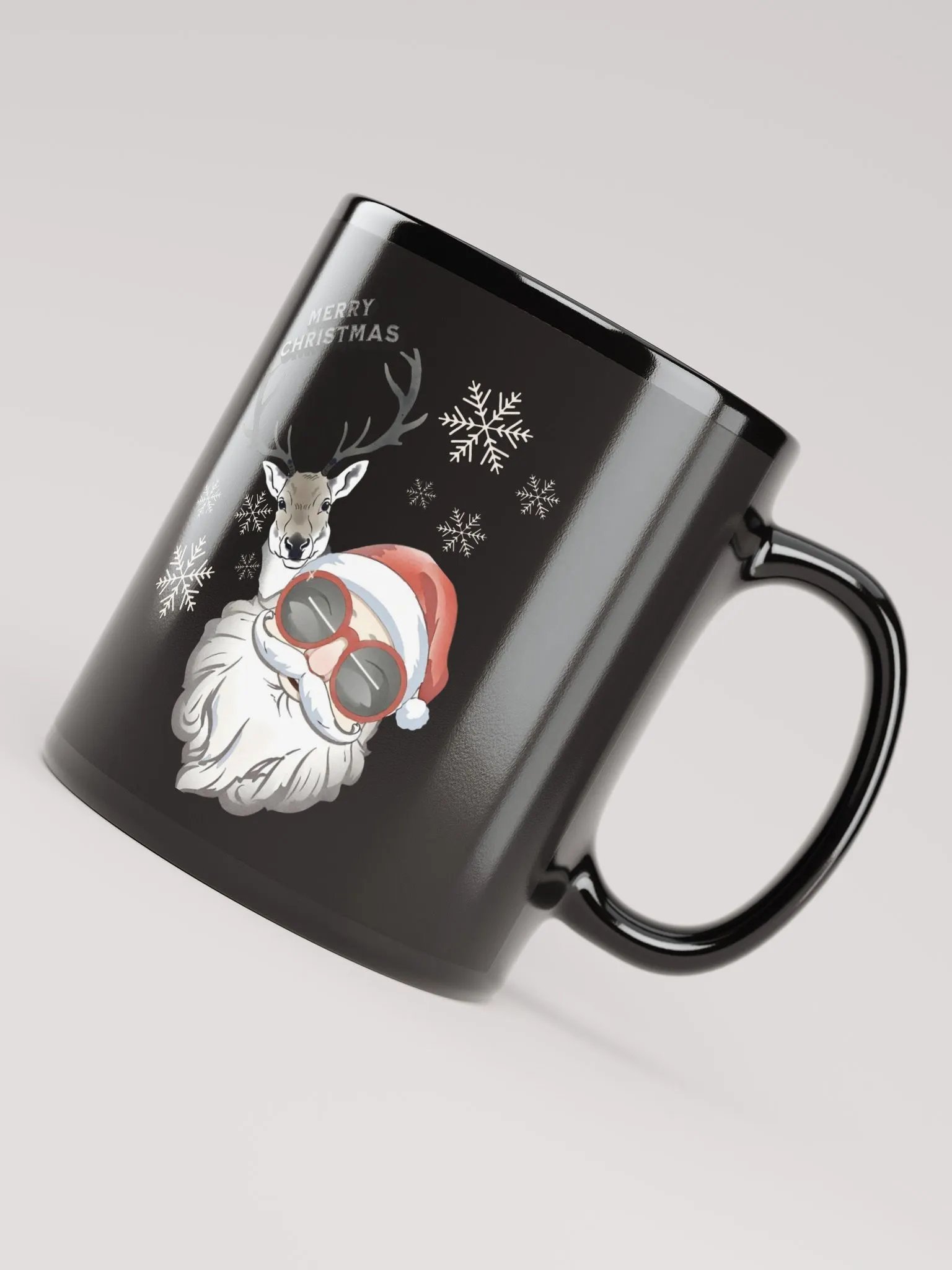 Cool Santa and Hip Reindeer Black Mug product image (8)