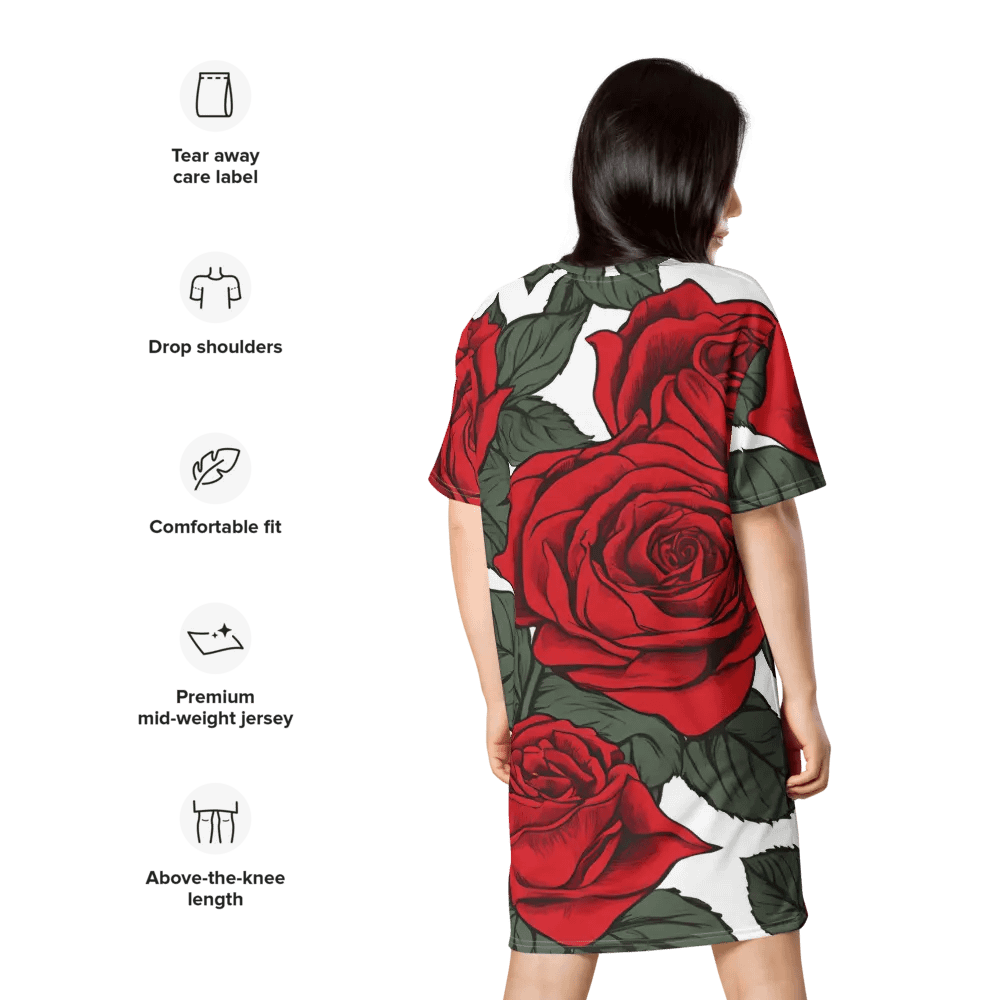 Red Rose Rhapsody All-Over T-Shirt Dress product image (10)