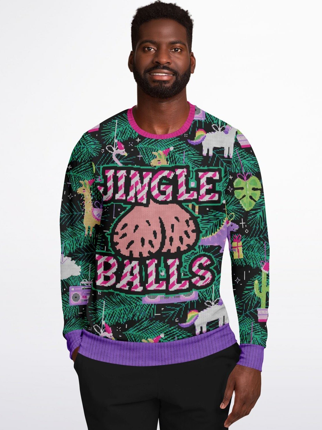 "Jingle Balls" Christmas Sweatshirt | Funny Adult Holiday Sweater | Unicorn Party Outfit | Festive Winter Outfit product image (3)
