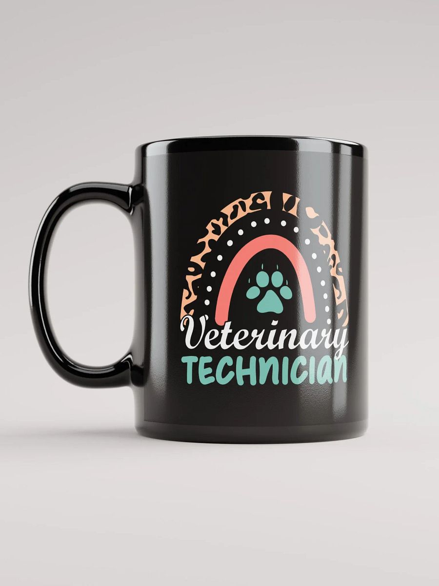 "Veterinary technician-Rainbow" black glossy mug product image (1)