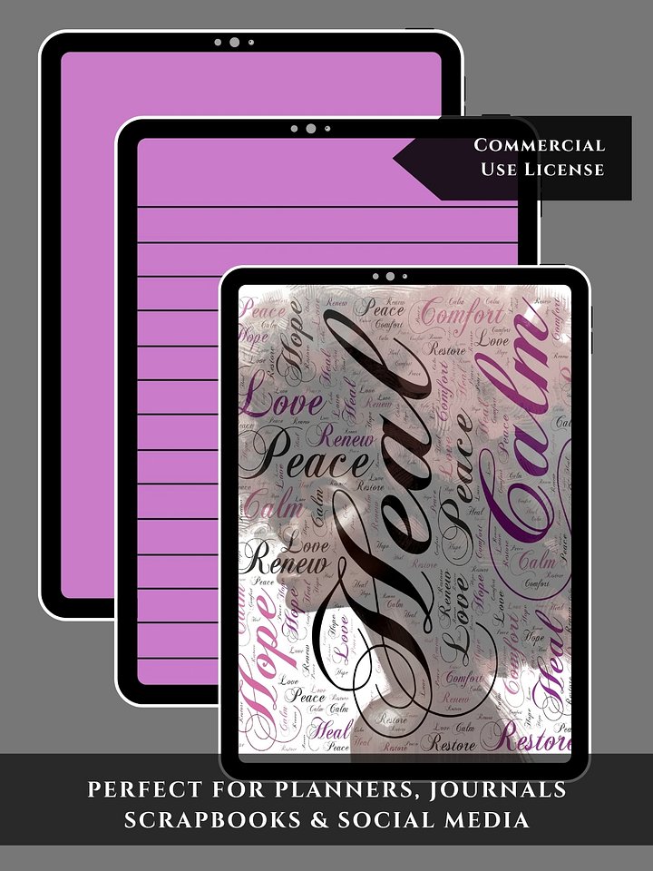 Healing Words Journal Cover Set | Digital Art for Inner Peace & Reflection product image (2)