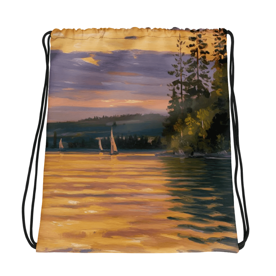 Sunset Lake Sailing, Drawstring Bag product image (3)