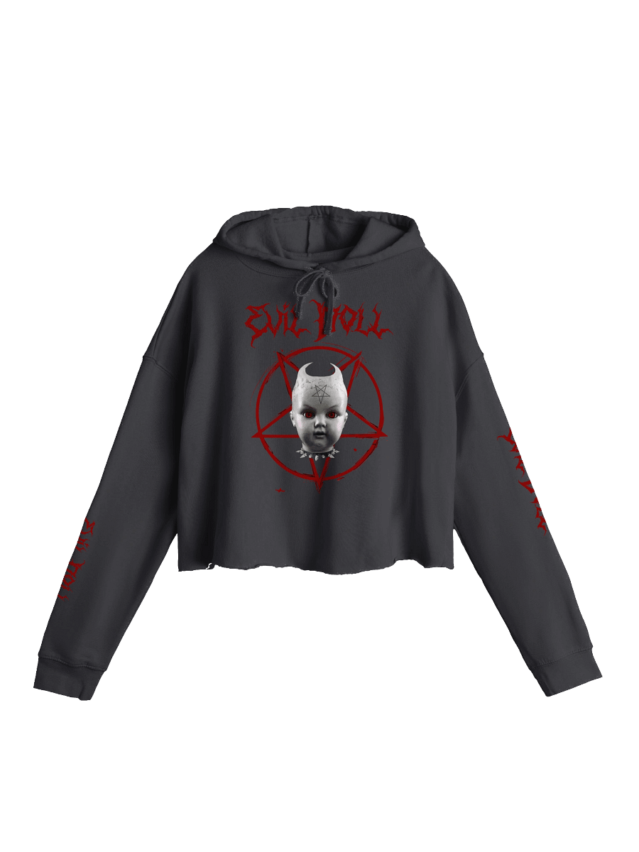 EVIL DOLL CROP HOODIE - LIGHTWEIGHT TERRY EDITION product image (1)
