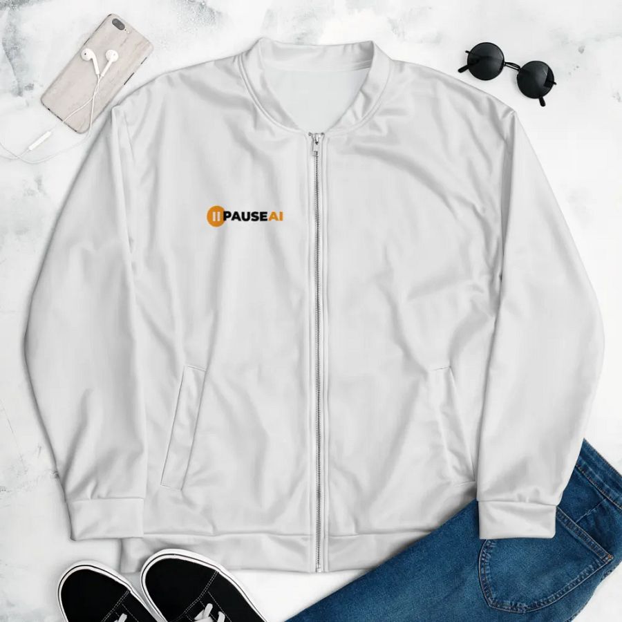 White Bomber Jacket (Unisex) product image (4)