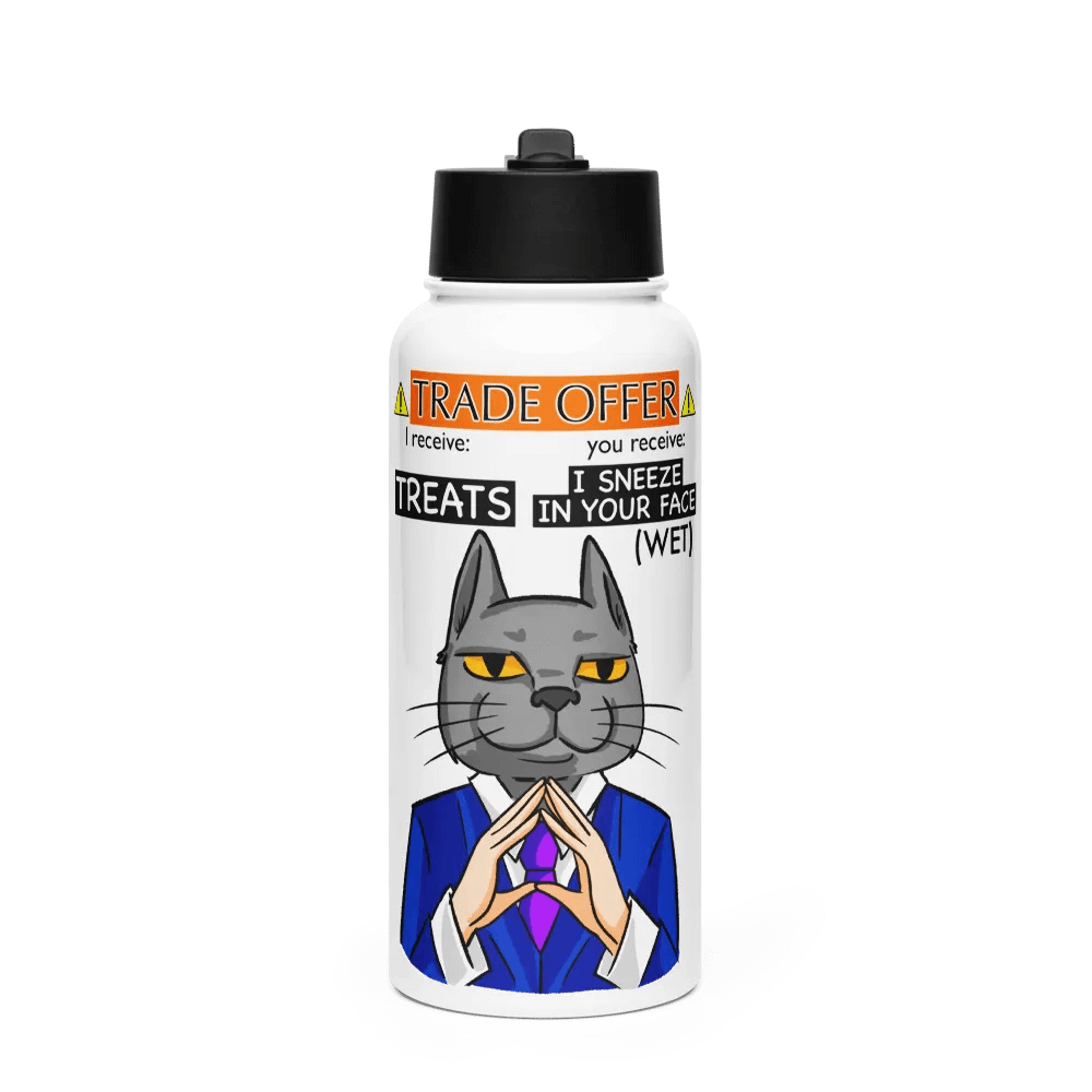 Trade Offer Human-Cat Meme Stainless Steel Water Bottle with a Straw Lid product image (1)