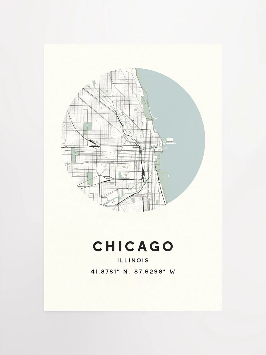 Chicago Street Map Poster – Beige Minimalist Circular City Art product image (4)