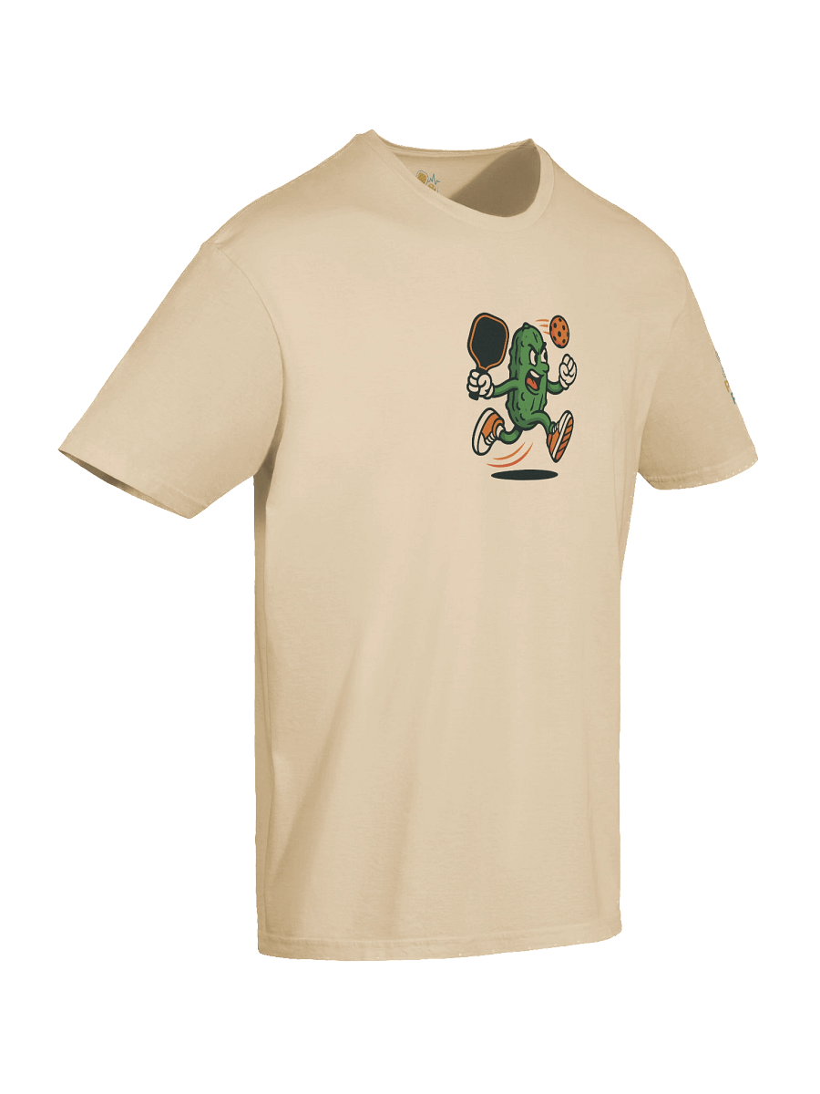 Pickleball Power Pickle T-Shirt – Sand Color Funny Unisex Tee with Animated Pickleball Smash Design product image (10)