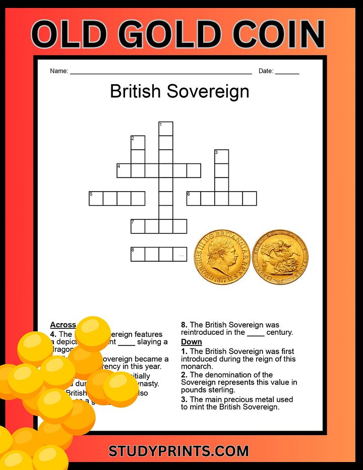 OLD GOLD COIN Crossword Puzzle - British Sovereign product image (1)