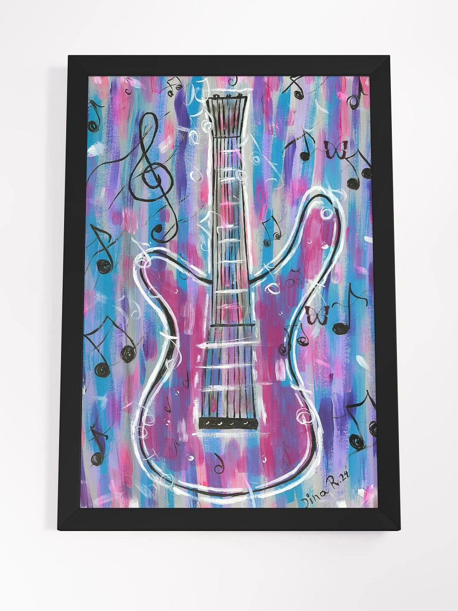 My Guitar (art by Dina R.) acrylic painting - Framed High-Quality Matte Poster (in) product image (12)