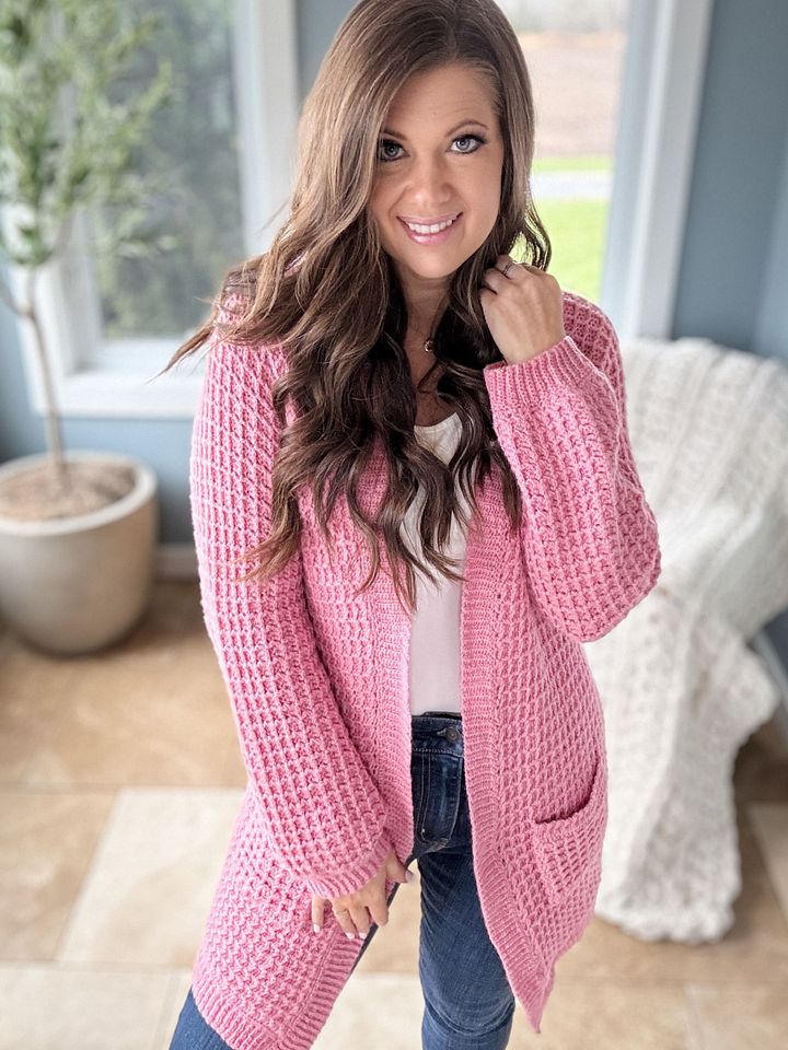 Waffle Stitch Cardigan Crochet Pattern product image (2)