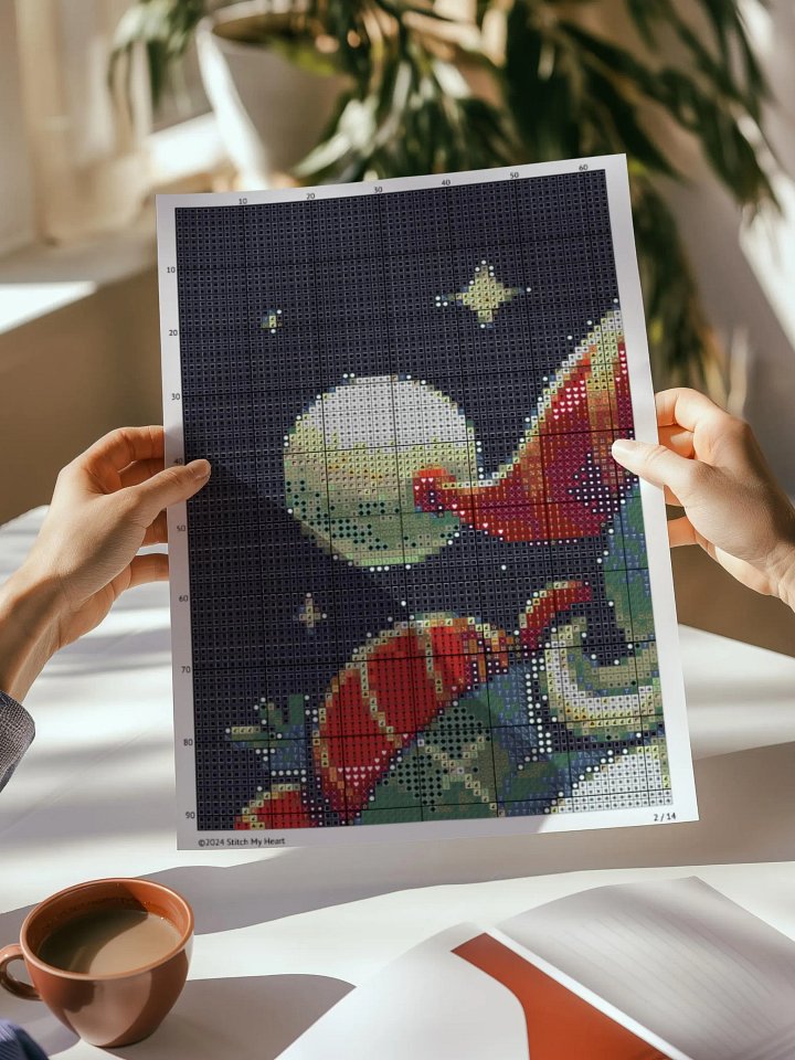 Santa Hugging Young Rudolph Cross Stitch Pattern product image (2)
