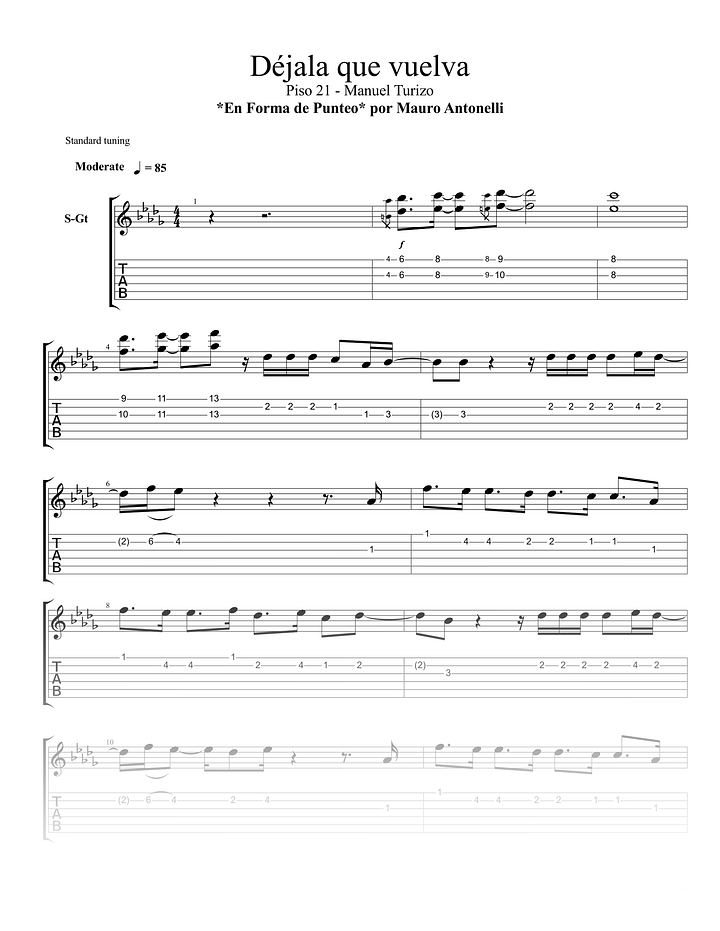 Déjala que vuelva - Partitura + Tab + Acordes + Pista + gpx product image (1)