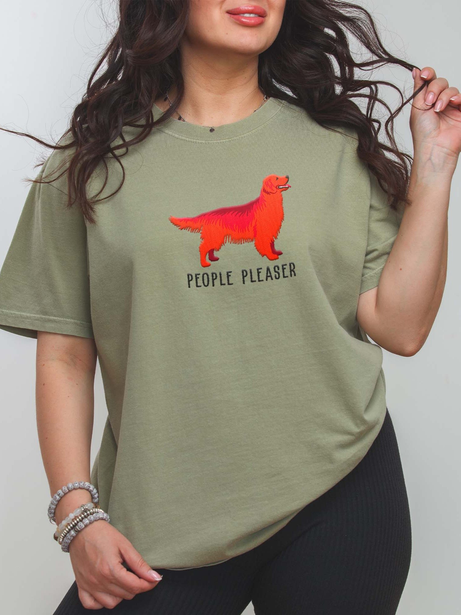 People Pleaser T-Shirt(Embroidered) of a Golden Retriever(Red) product image (2)