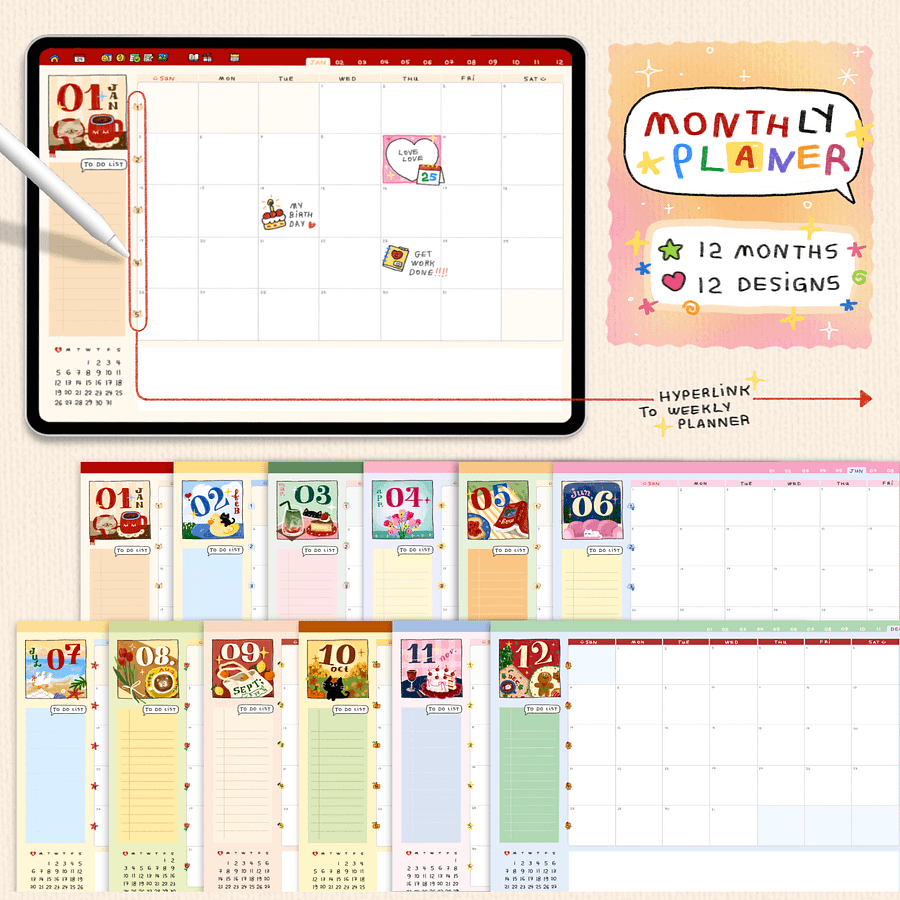 IXLOGO| digital planner 2025 ( hyperlinked + digital stickers included ) product image (2)