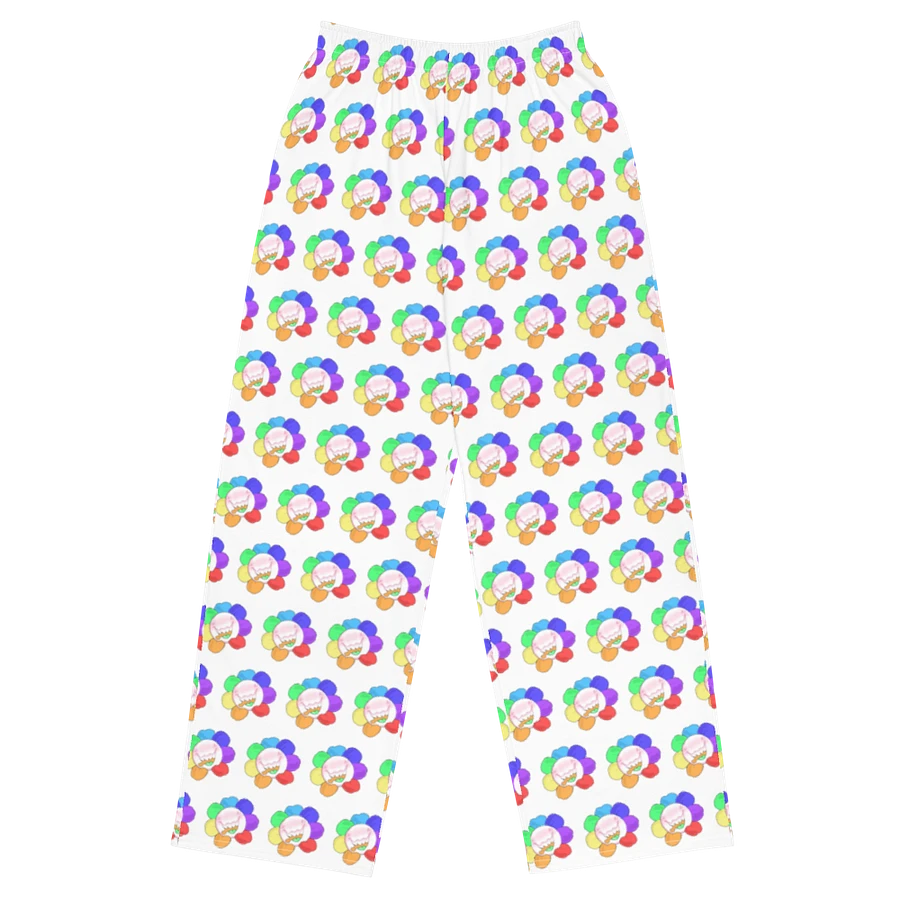 White All-Over Flower Unisex Wide-Leg Pants product image (4)