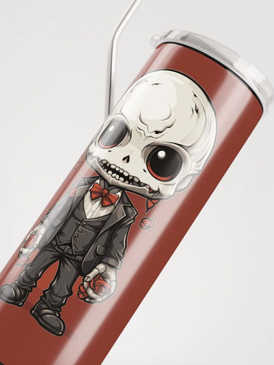 Gothic Valentine's Stainless Steel Tumbler: Skeleton & Red Roses product image (5)