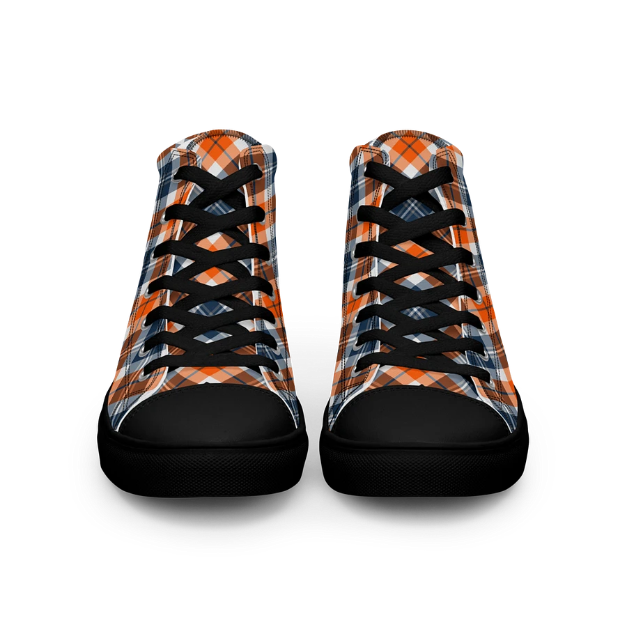 Orange and Blue Sporty Plaid Men's High Top Shoes product image (14)