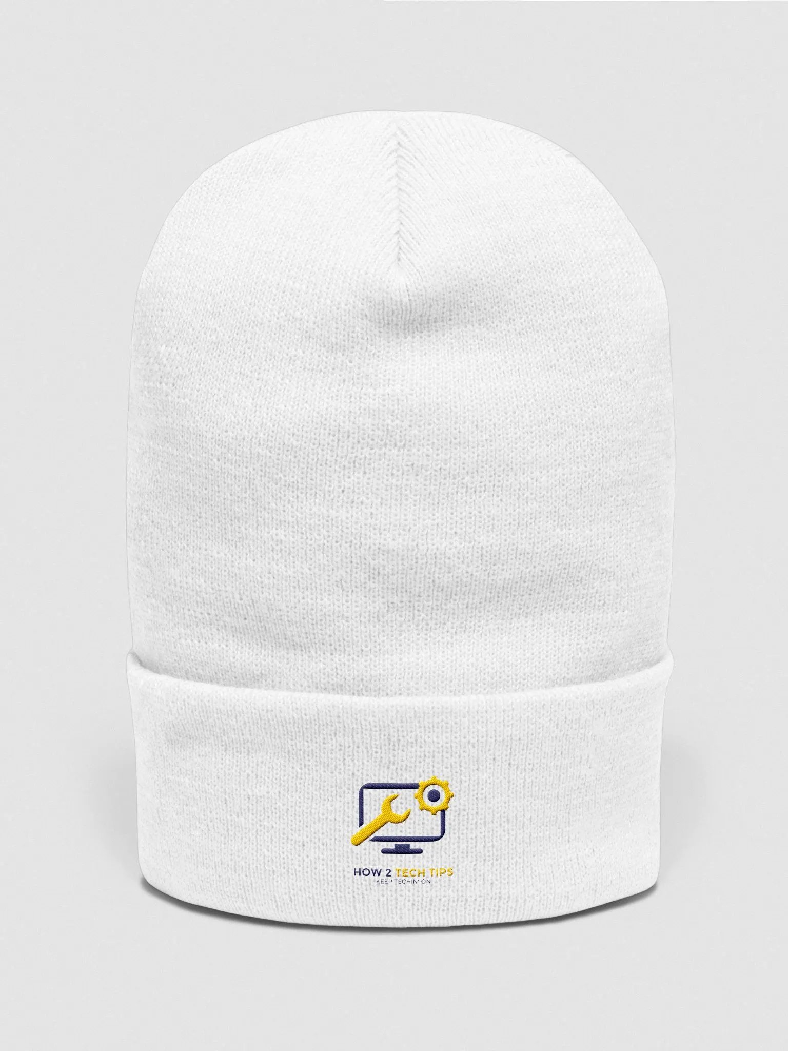 How2TechTips White Winter Hat product image (1)