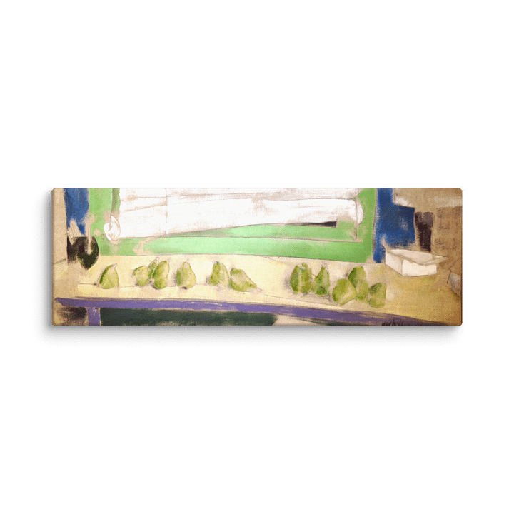 Twelve Pears on a Studio Bench (1986) on canvas (20" x 60") product image (1)