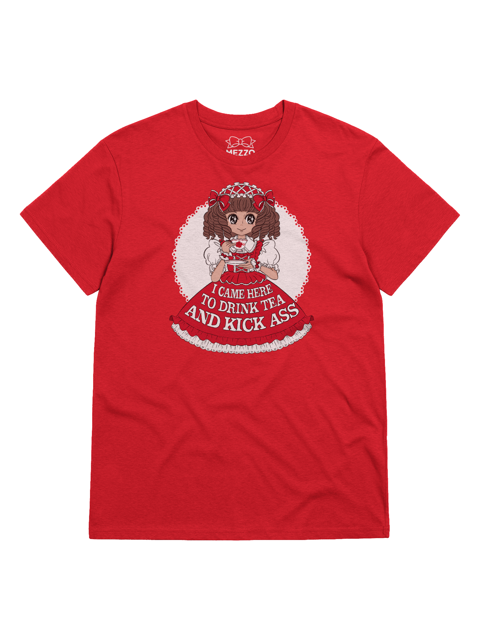 𝑬𝑼⧸𝑼𝑲 I Came Here to Drink Tea & Kick Ass (Oldschool, Red) organic cotton t-shirt product image (1)