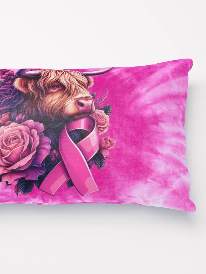 Highland Cow Blooms Breast Cancer Awareness Pillow product image (6)