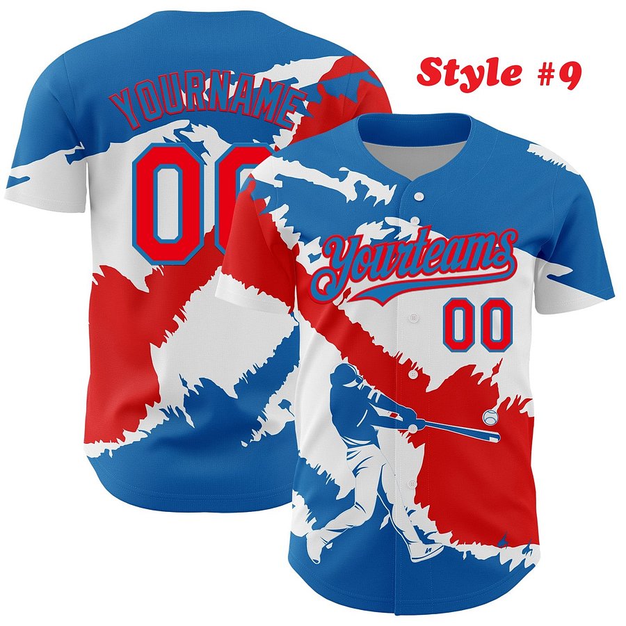 Authentic Baseball Jersey, Custom Baseball Jersey, Personalized Sport Jersey, Colorful, Number, 3D Flag, Country product image (175)