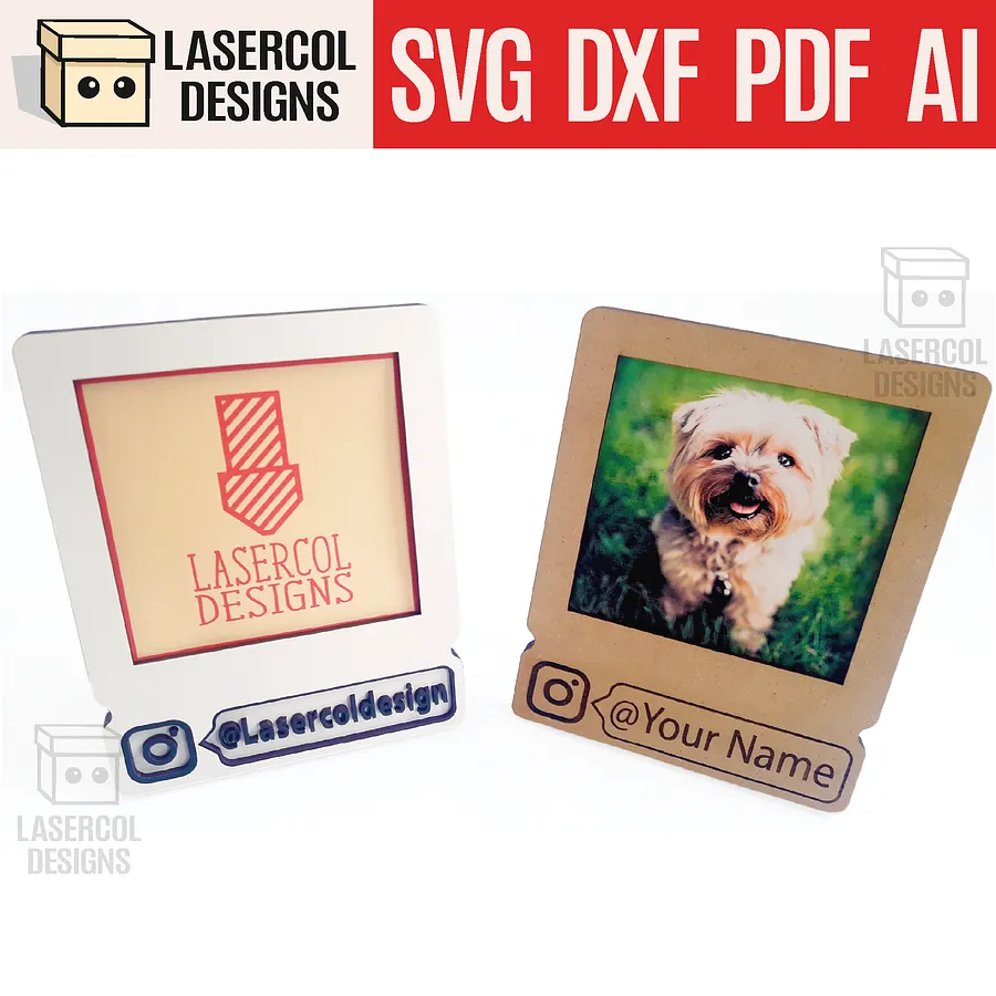 Photo frame with Instagram Handle - Laser Cut Files product image (1)