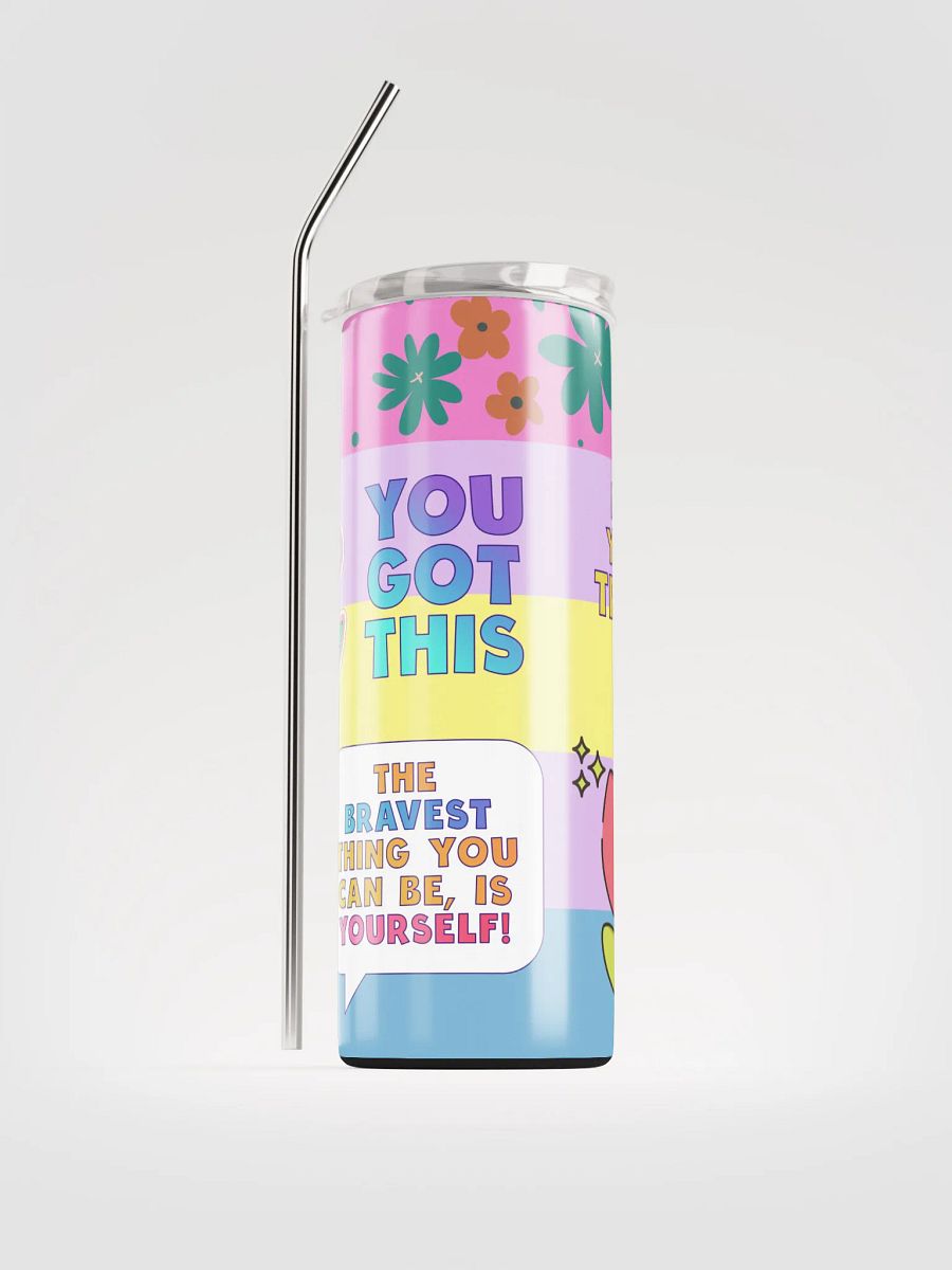 20 oz vacuum insulated Stainless Steel Tumbler with reusable Straw, leak proof cup lid, Empowerment Vibes Tumbler Mug Flasks. Drinkware Bottles product image (1)