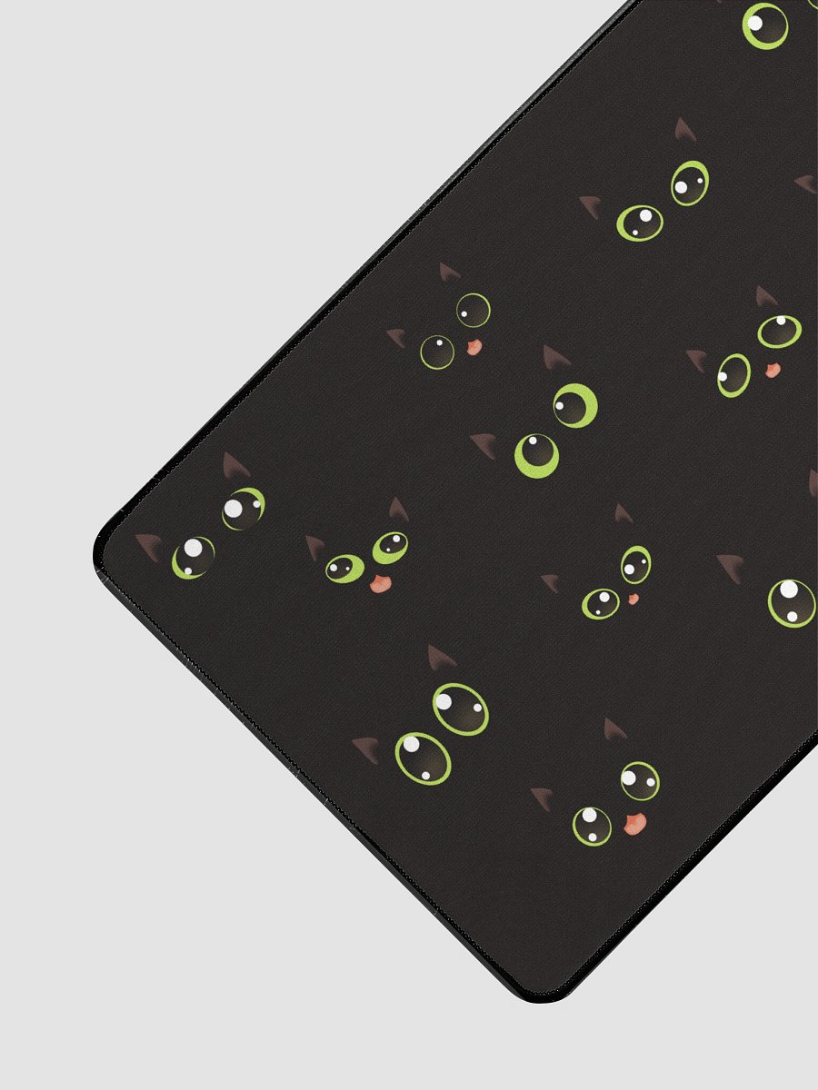 Cute Black Cat Faces (Green Eyes) Desk Mat 15.5" x 31.5" product image (3)