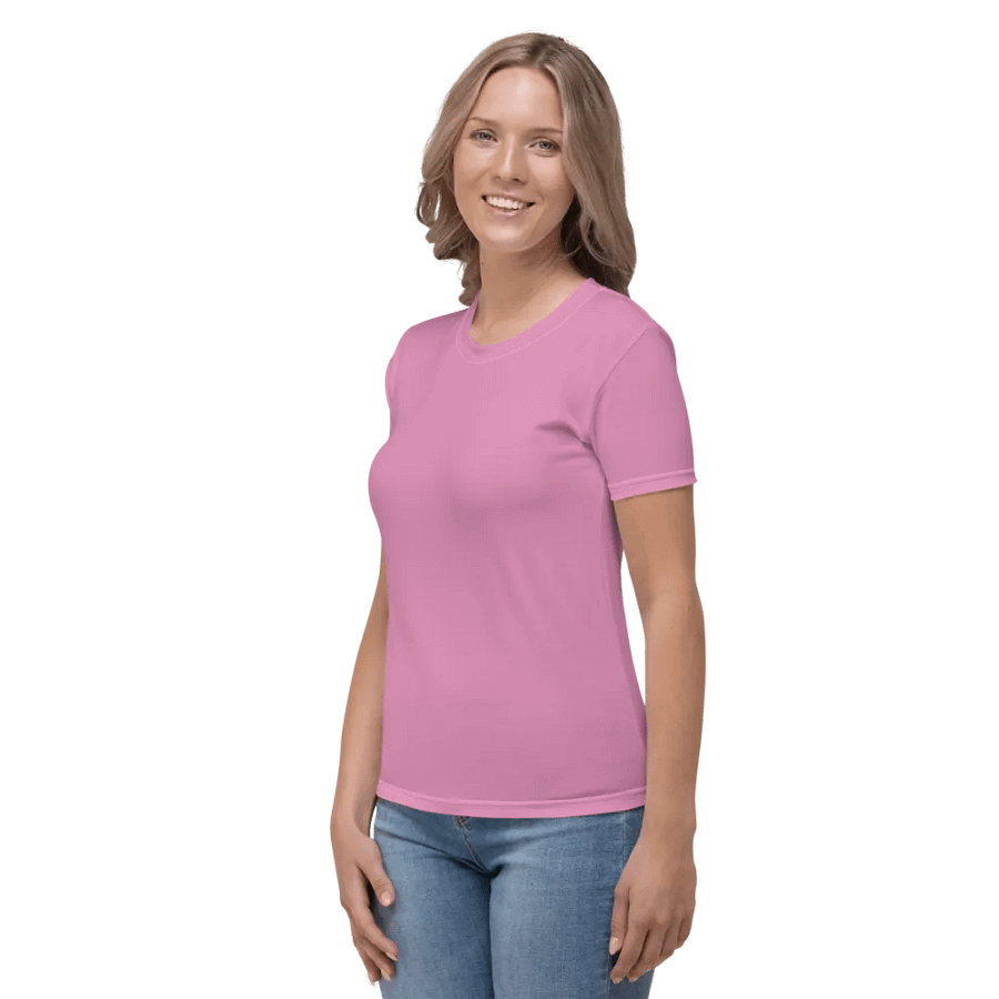 Plain Medium Carnation Pink True Summer Women's Crewneck Polyester Heavyweight Premium T-Shirt by Treasure Pie product image (4)