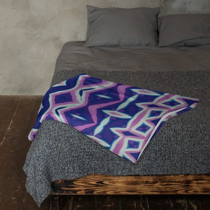 Blue, Navy & Pink Geometric Throw Blanket product image (1)