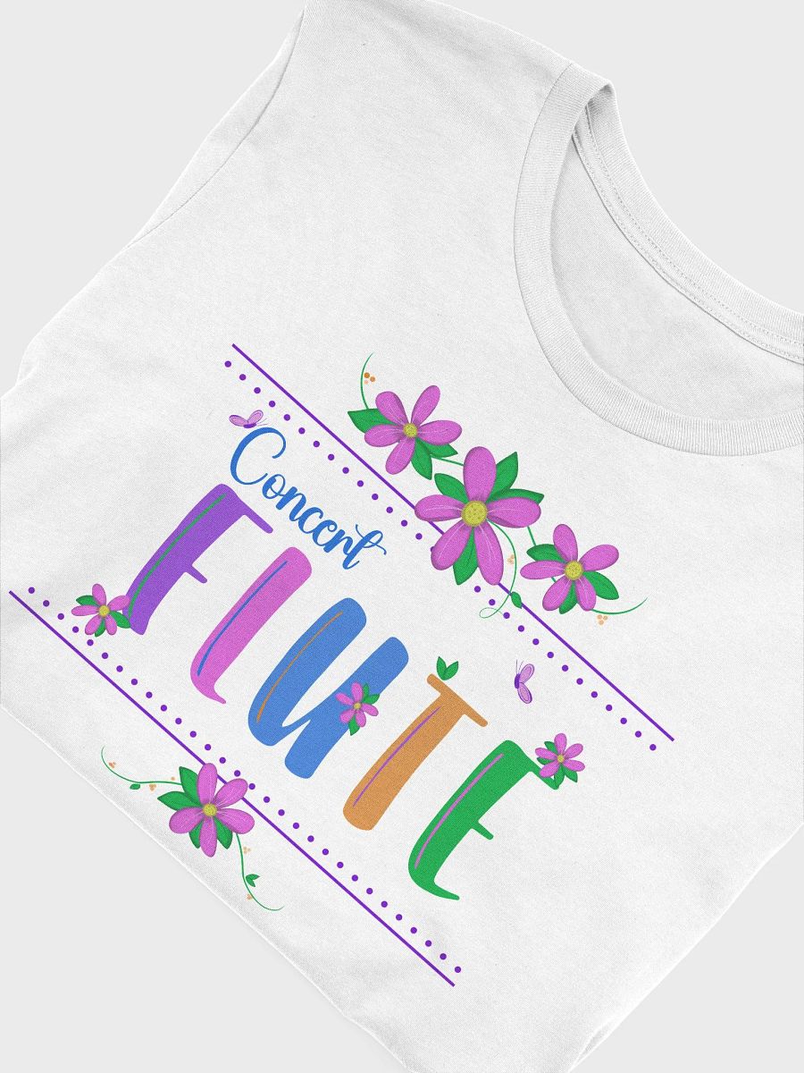 Unisex Fit - Floral Flute T-Shirt - Blue Concert Flute Letters product image (4)