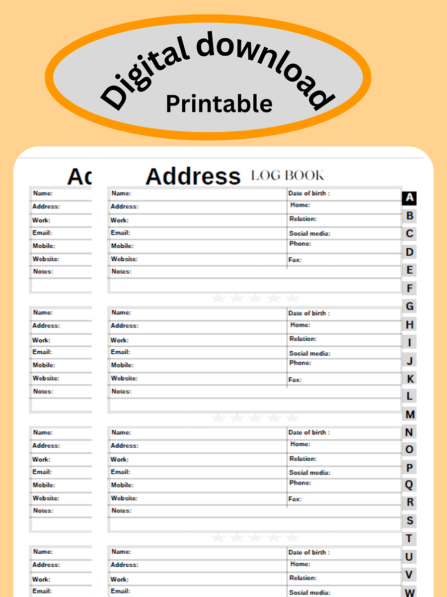 Address logbook printable product image (1)