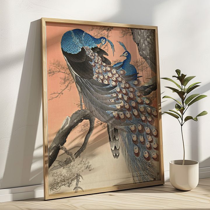 Two Peacocks on Tree Branch (1900 - 1930) by Ohara Koson product image (1)