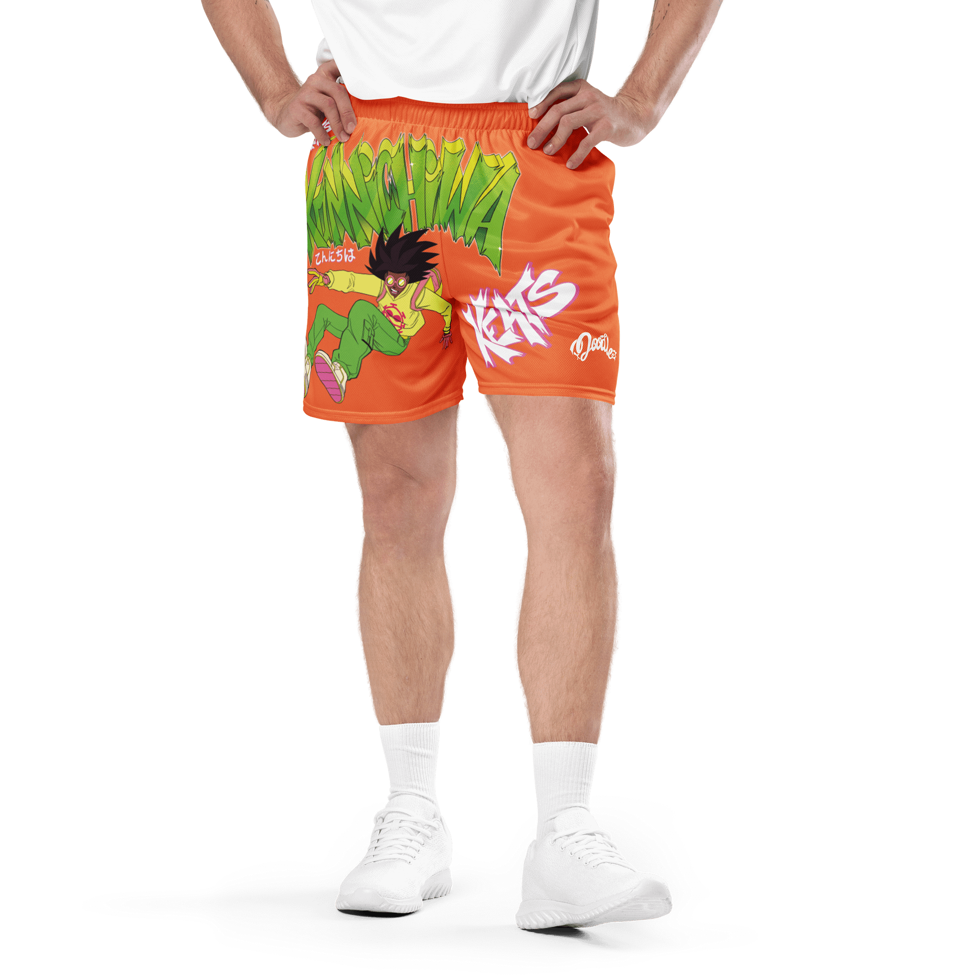 KONNICHIWA - Orange Mesh Shorts (with pockets) product image (6)