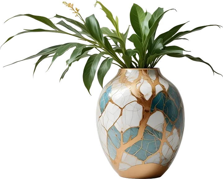 Golden Forest – Vase Tree of Life Kintsugi gold repair png product image (1)