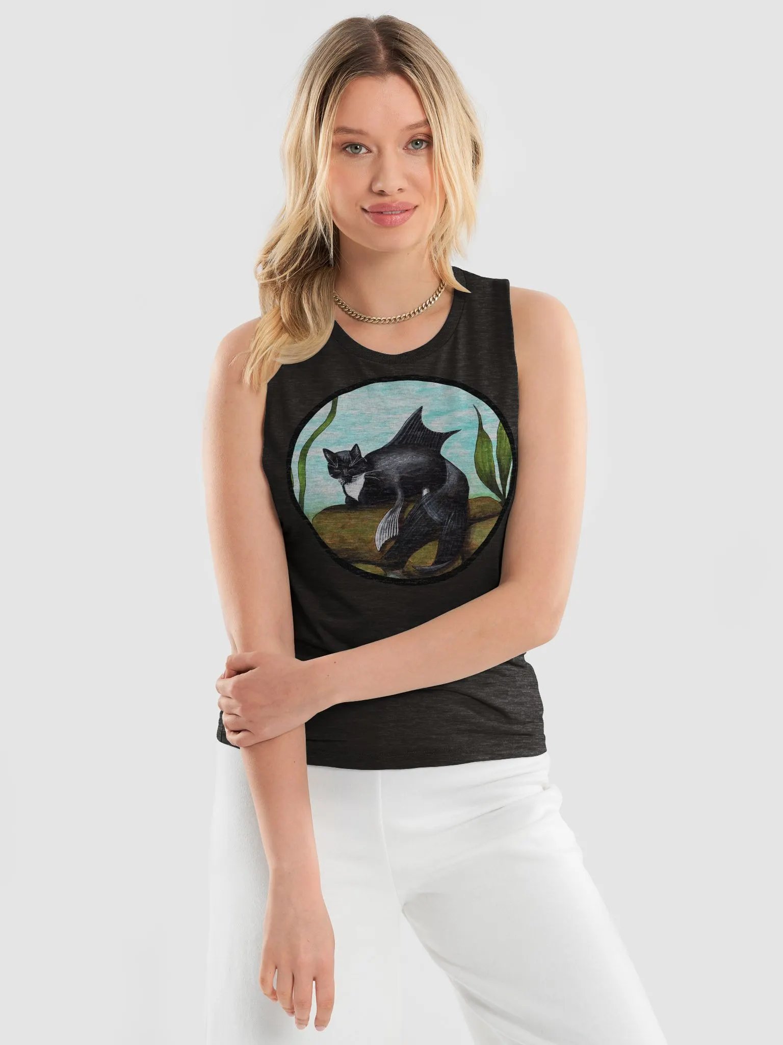 Mermeow Tuxedo Tank Top W product image (16)