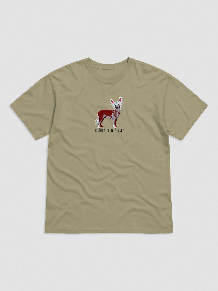 Beauty Is Skin Deep T-Shirt(Embroidered) of a Chinese Crested Dog(Red) product image (9)