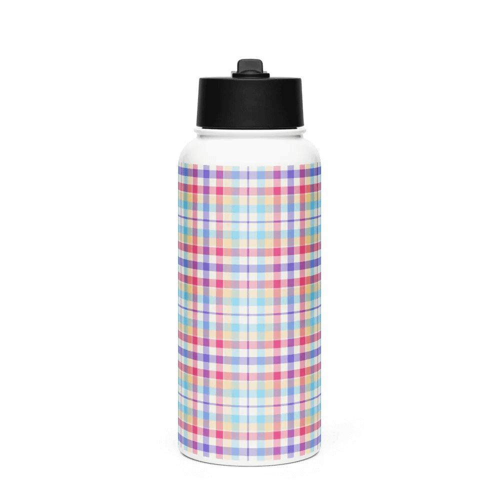 Purple, Pink, and Blue Plaid Water Bottle product image (4)