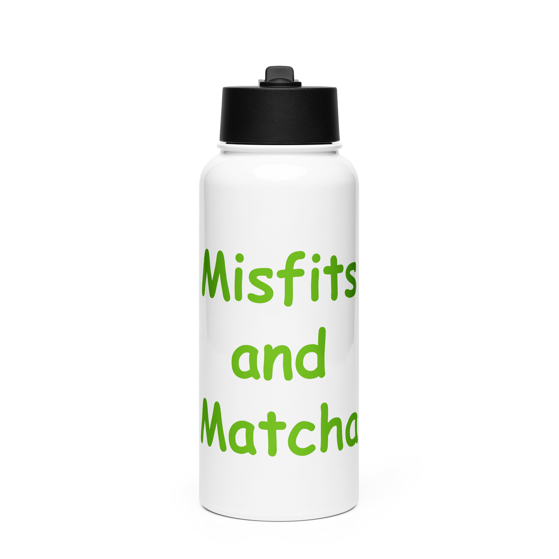 Misfits and Matcha Water Bottle With Straw Lid product image (1)