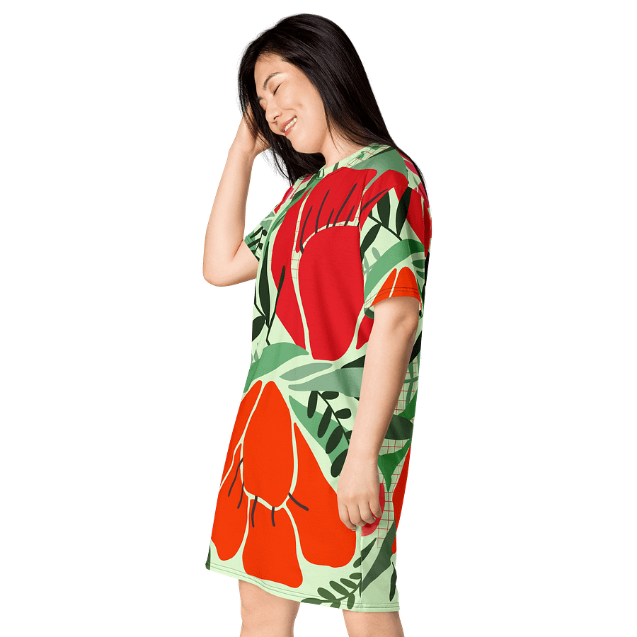 Vibrant Floral T-Shirt Dress - Oversized Trendy Design | TDSMUSIC.com product image (3)