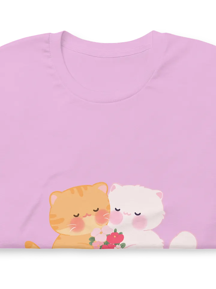 Cat Duo with Flower Bouquet Soft Cotton Unisex T-shirt product image (2)