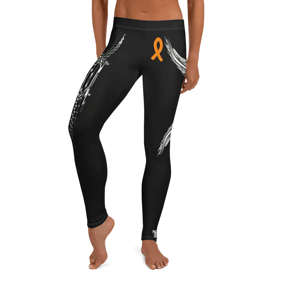 White HApex Gear White Logo Cancer Awareness Orange Ribbon. Black Leggings product image (10)