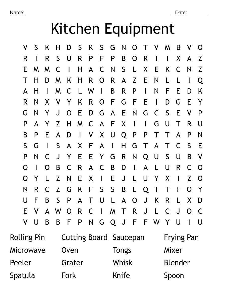 Printable Kitchen Equipment Word Search Puzzle product image (1)